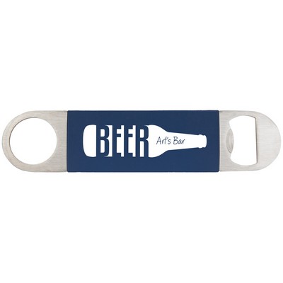 Navy Blue/White Bottle Opener with Silicone Grip (1 1/2" x 7")