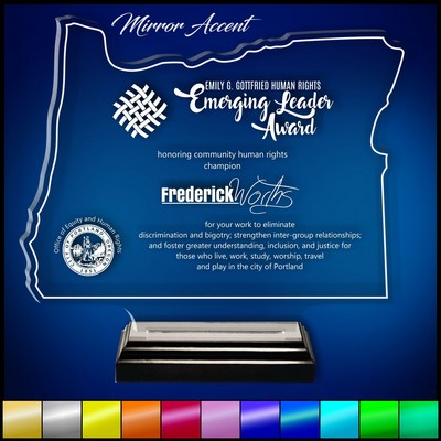11" Oregon Clear Acrylic Award with Mirror Accent