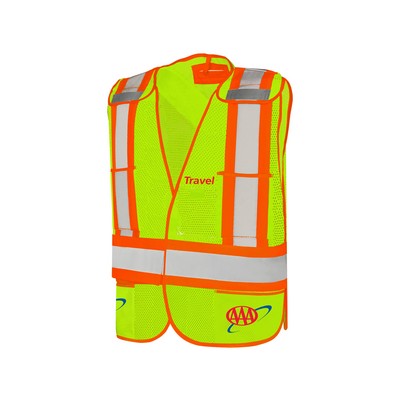 Lime Green Universal Five Point Tear-Away Mesh Traffic Vest