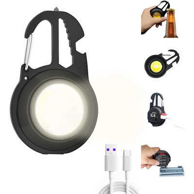 Rechargeable COB Flash light with screwdriver window breaker bottle opener