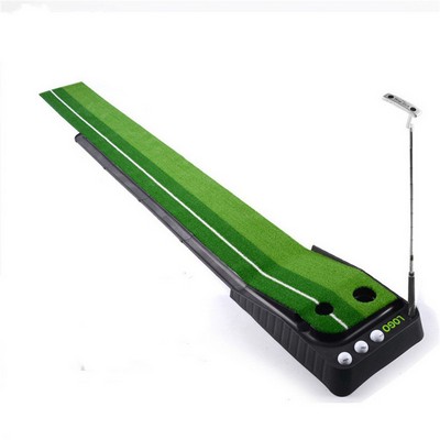 Indoor Mini Golf Putting Training Putter Exerciser With 3M Grass Mat And Auto Ball Return Function