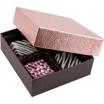 Metallic Rose Pebble & Dark Chocolate Collection Candy Box (6 1/2"x3 1/2"x1 1/8")