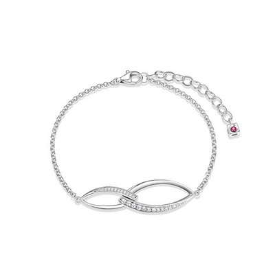 ELLE "Swing" Interlocking Marquise Link and Pave Cubic Zirconia Bracelet - Silver