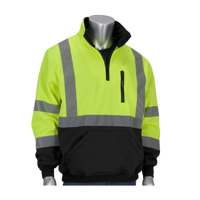 PIP® Class 3 Quarter-Zip Pullover Hi-Viz Sweatshirt