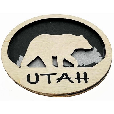 2-D Wood Bear Magnet