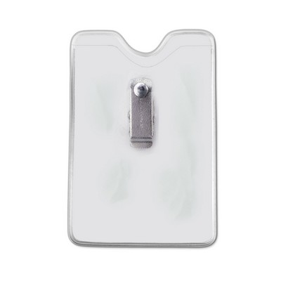 Vertical Credit-Card-Size Vinyl Badge Holders with Brady Clothing-Friendly™ Clip