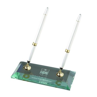 Jade Glass - 2 Silver Pen Set