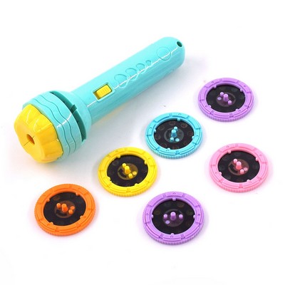Kid Projection Fashlight 1pc with Projection Card 6pcs, use 3*AG13# Button Cell included