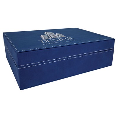 12 1/4" x 8 1/4" Blue/Silver Leatherette Premium Gift Box