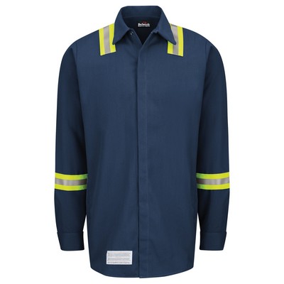 Bulwark™ Men's Enhanced Visibility Concealed Gripper Pocketless Work Shirt - Navy Blue