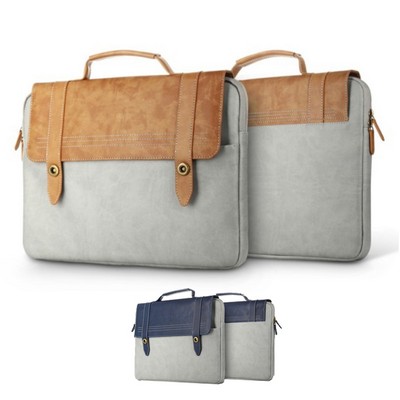 14" Portable Leather Laptop Handbag