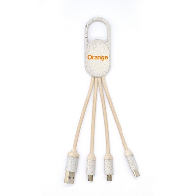 Wheat Straw 3in1 Charging Cable w/Carabiner