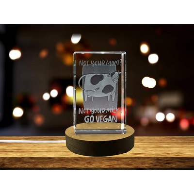 Cute Cow 3D Engraved Crystal Trophy Award - Gift for Animal Lovers
