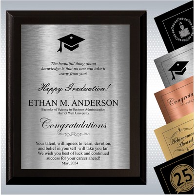 Black Matte Finish Wood Plaque Graduation Gift Award (9" x 12")