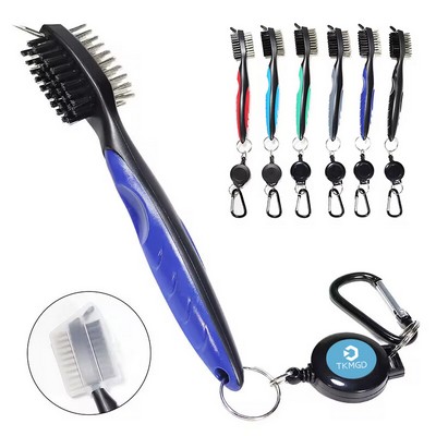 Golf Club Brush with Retractable Zip-line