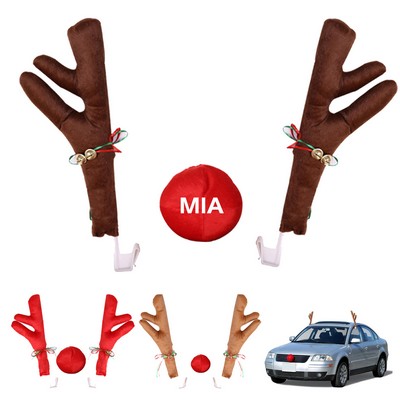 Christmas car decorated with antlers