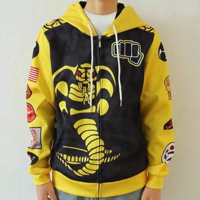 75D Milk Silk Fluorescent Digital Print Men's Zipper Hoodie w/ Pocket - 7.4 oz