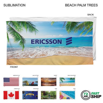 72 Hr Fast Ship - Stock Design Sublimated, Heavier Weight, Plush Velour Terry Beach Towel, 30x60