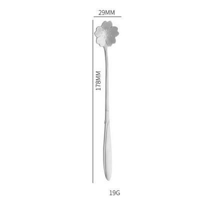 6.97" Silver Sakura Flower Shape Stainless Steel Coffee Spoon
