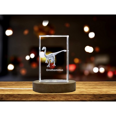 Ornithomimus Dinosaur 3D Engraved Crystal Keepsake Award