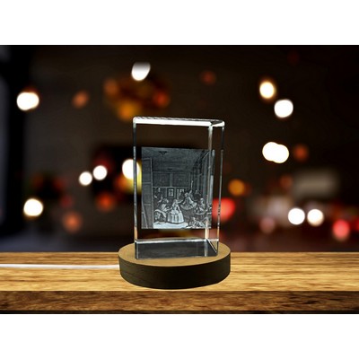 Las Meninas 3D Engraved Crystal Award Trophy w/LED Base Light - Luxurious Art Decor