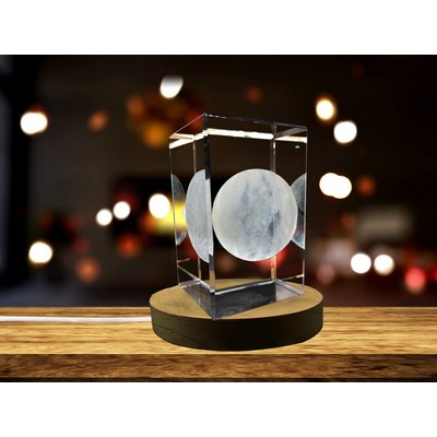 Eris 3D Engraved Crystal Trophy Award - Celestial Decor w/LED Base Light