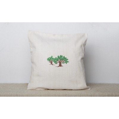 21.66 x 21.66" Embroidery Premium Square Linen Throw Pillowcase With Hidden Zipper