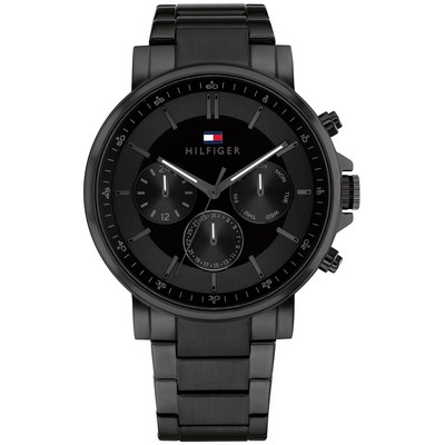 Tommy Hilfiger® Gents Black IP Watch w/Multi-Functional Dial