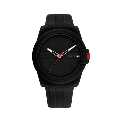 Tommy Hilfiger® Gents Black Watch w/Silicone Strap