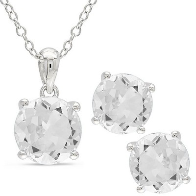 Jilco Inc. White Topaz Earring & Necklace Set