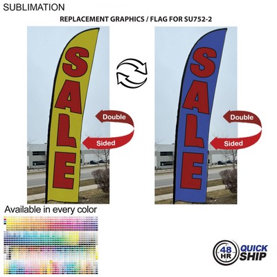 48 Hr Quick Ship - Replacement Flag for 15' Large Feather Flag Kit, Full Color Graphics Double Sided
