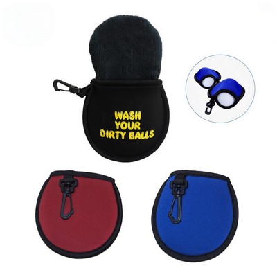 Neoprene Golf Ball Cleaning Pouch with Hook
