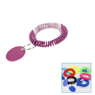 Stretchable Wrist Coil w/ Oval Tag Key Chain
