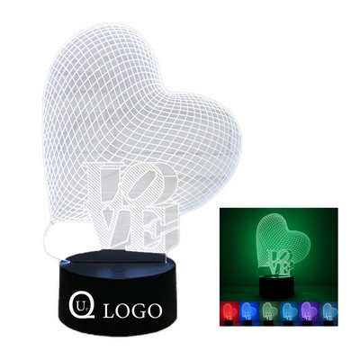3D Heart Shaped Night Light