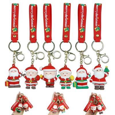 Pvc Cartoon Santa Keychain