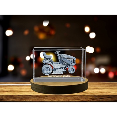 Lawnmower 3D Crystal Trophy Award w/LED Base Light
