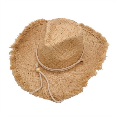 RAFFIA Grass Braided Flange Cowboy Straw Hat