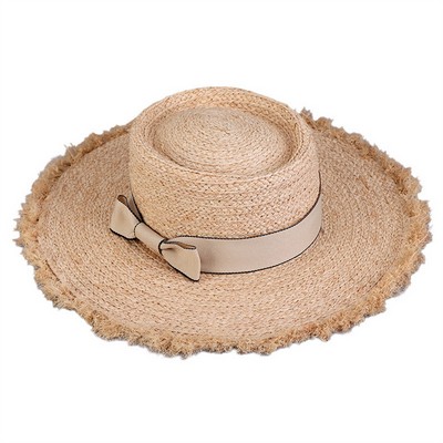 Big Brimmed Hairy Rim Raffia Straw Hat
