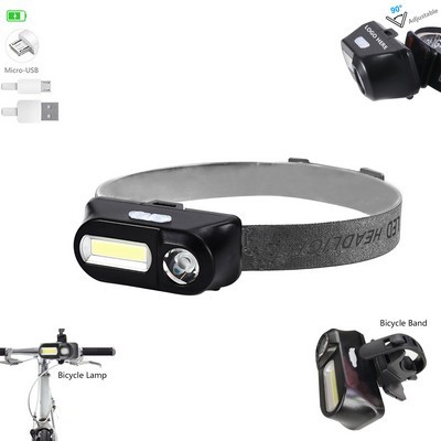 Dual Switch Headlamp Flashlight w/Cycling Band
