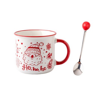 12 Oz. Printed Christmas Mug W/ Spoon - Santa Claus