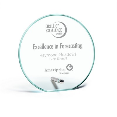 Jade Glass Circle Award with Peg Stand (6"x6"x3/8")
