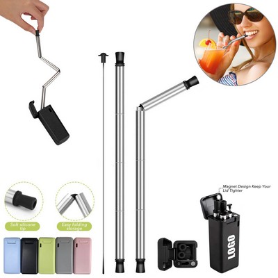 Foldable Metal Straw w/Pop-up Case
