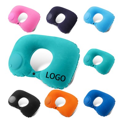 Flocked Inflatable U-shaped Pillow