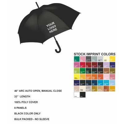 46" Arc Metalshaft With black plastic curved handle, packaged with a clear sleeve