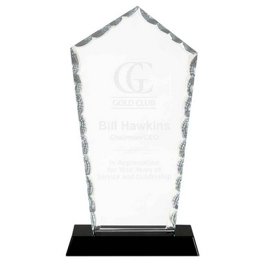 Diamond Facet Glass Award on Black Base (9 3/4")
