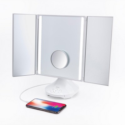 iHome Reflect Trifold Vanity Mirror W/ Bt Speaker & Usb Charging