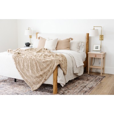 Patterned Faux Fur Zippered Khaki-XL