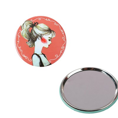 Cosmetic Compact Mirror with Snap-Close Lid (Full Color Print)
