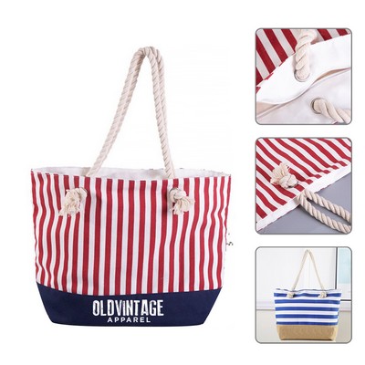 Striped Stitching Canvas Bag