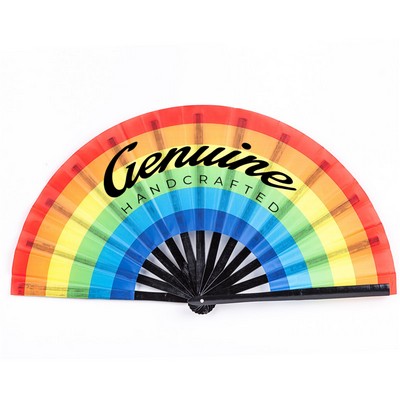 Vibrant Rainbow Folding Fan